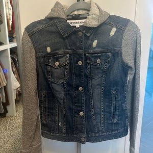 Express Denim Jacket with Sweatshirt Hoodie- XS